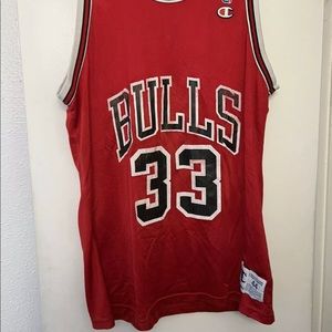 Vintage 90’s Champion Chicago Bulls Scottie Pippen NBA Basketball Jersey Size 44